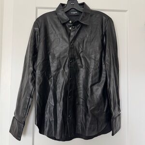 The skippers Black Leather Button-Up Shirt